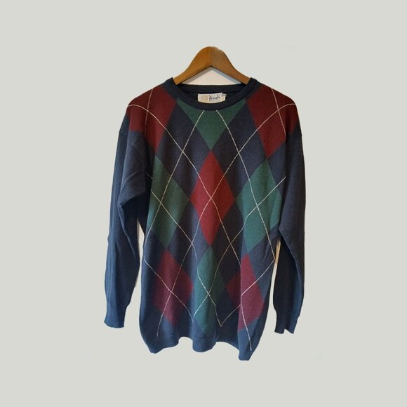 PRINGLE OF SCOTLAND - Vtg argyle wool sweater - Sz M - Picture 1 of 5